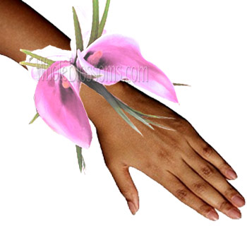 Pink with Purple Cast Mini Calla Wrist Corsage Flower