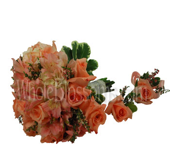 Pinky Peach Rose Wedding Flowers Package