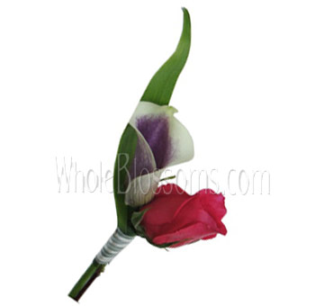 Red Purple Mini Calla Rose Boutonniere Flower