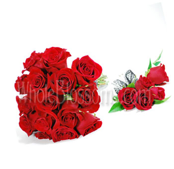 Red Rose Nosegay Wedding Flowers Package