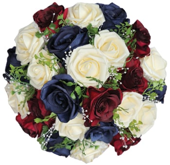 Navy Blue Burgundy Flower Bouquet & Boutonniere Combo