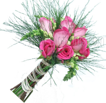 Dark Pink Posy Rose Bridesmaids Bouquets