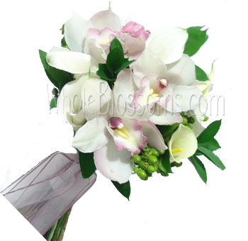 White Hand-Tied Orchid Bridal Bouquet