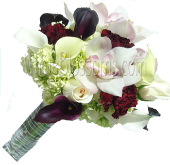 White Purple Nosegay Bridal Bouquet