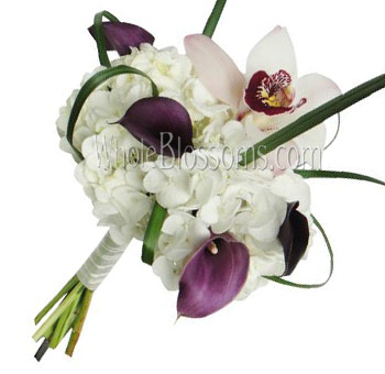 White Nosegay Orchid Hydrangea Bridal Bouquet