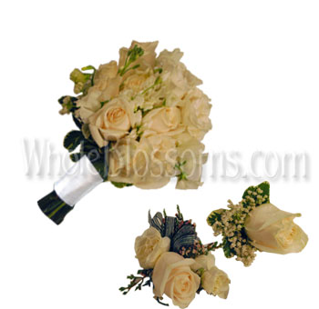 Off White Rose Wedding Flowers Package