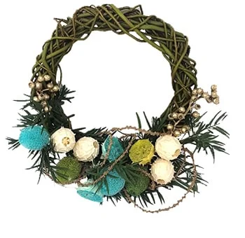 Yule Semi Dried Wreath, a meticulously crafted piece, symbolizing joy and peace in vibrant natural hues.