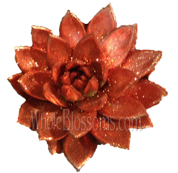 Stylized bronze succulent with glitter detailing, perfect for premium floral accents in rustic or fall wedding themes.