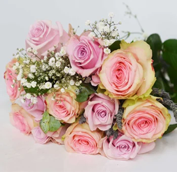 Elegant pink roses bouquet for weddings, Valentine's, Mother's Day, and celebrations.