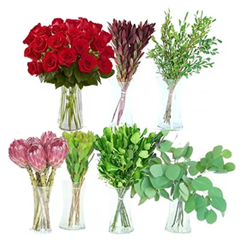 Valentine's Day flowers featuring red roses, safari, proteas, acacia, and silver dollar eucalyptus.