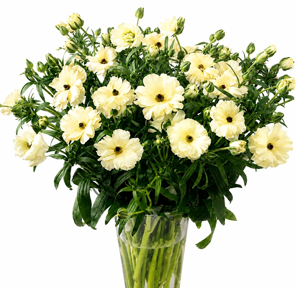 Light Yellow Butterfly Ranunculus Litai with soft buttery blooms, ideal for wedding bouquets and luxury floral designs.