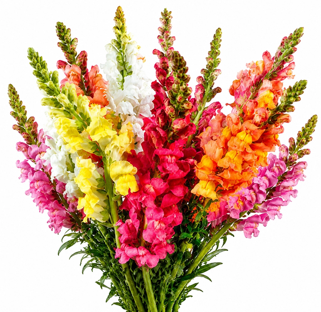 Assorted Snapdragon Flowers in bulk featuring vibrant blooms for wedding bouquets, centerpieces, and elegant event designs.