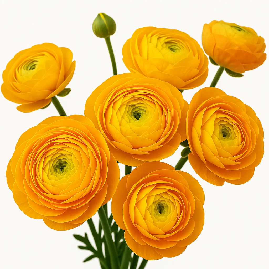 Bulk Yellow Ranunculus flowers with sunny, layered blooms ready for floral designers and spring or summer event arrangements.