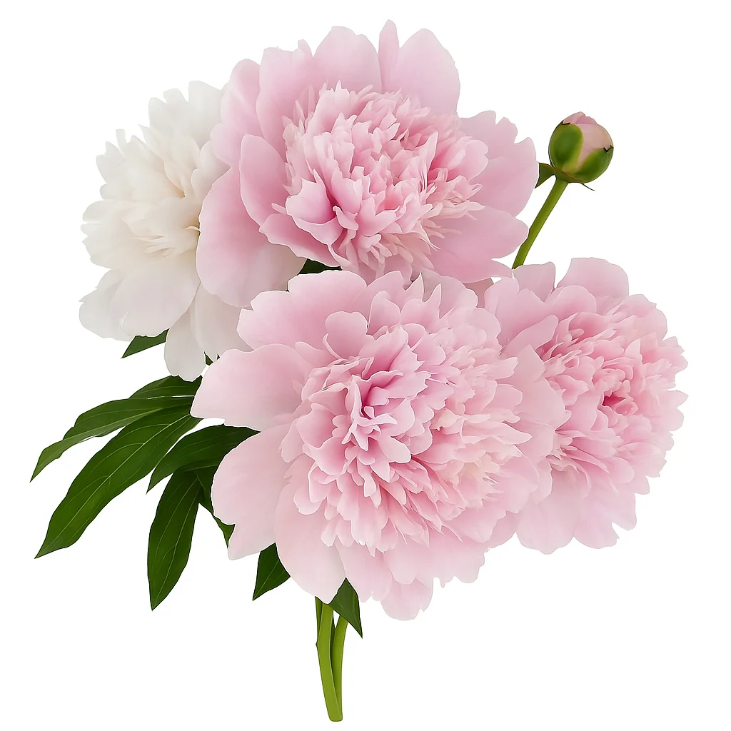 Close-up of Alertie Peony showing delicate pink petals and fluffy texture, a luxurious choice for bridal arrangements.