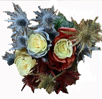 Season’s Greetings bouquet in rose gold and silver, perfect for weddings, events, and holiday floral gifts.