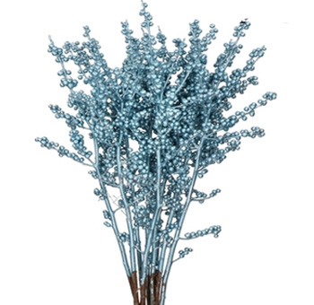 Light blue metallic Ilex berries with frosted charm, ideal for winter weddings, gifts, or whimsical designs.