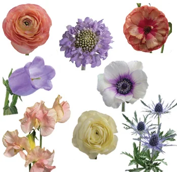 Lavender and peach harmony in romantic wedding bouquet.