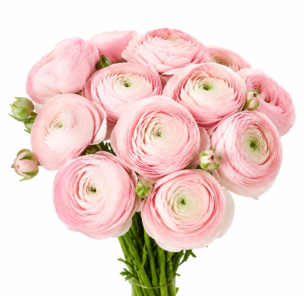 Fresh light pink ranunculus flowers available for next-day delivery.