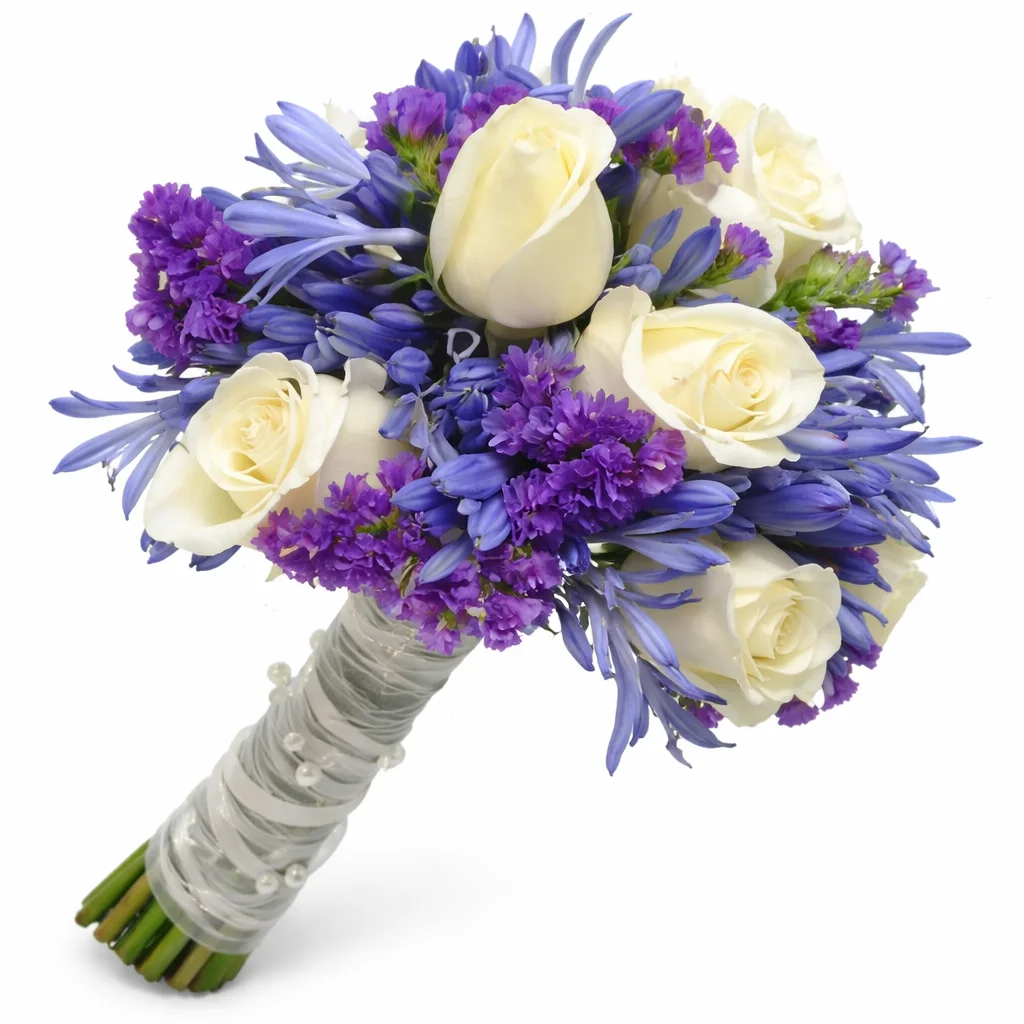 Blue rose posy bouquet with cool tone, ideal for weddings, events, and stylish floral décor.