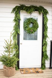 Christmas Door Decoration with Greenery