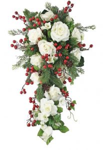 Christmas Bouquet with White flowers and red berries