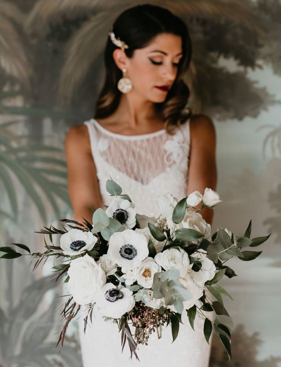 White Anemone Wedding Bouquet