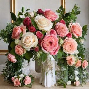 Centerpiece with garden roses.