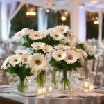 Beautiful floral arrangements with white gerbera daisies.