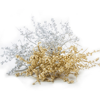 Assorted glittered Ilex berries designed for festive weddings, luxury events, or sparkling holiday floral work.