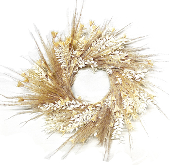 A sophisticated autumnal decoration with bleached Ruscus, Pampas Grass, and Nigella, offering soft textures and neutral tones.